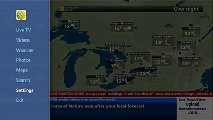 Weather Network app on Fibe TV 